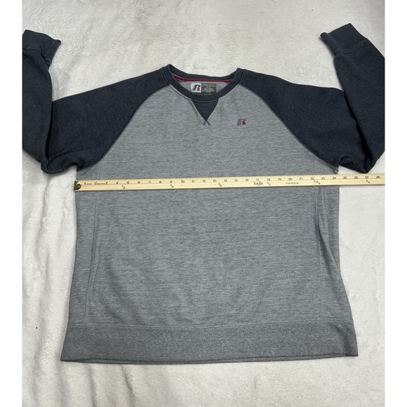 Y2K Russell Athletic Premium Fleece Two-tone Gray Crewneck Sweatshirt Size Large - Picture 6 of 9